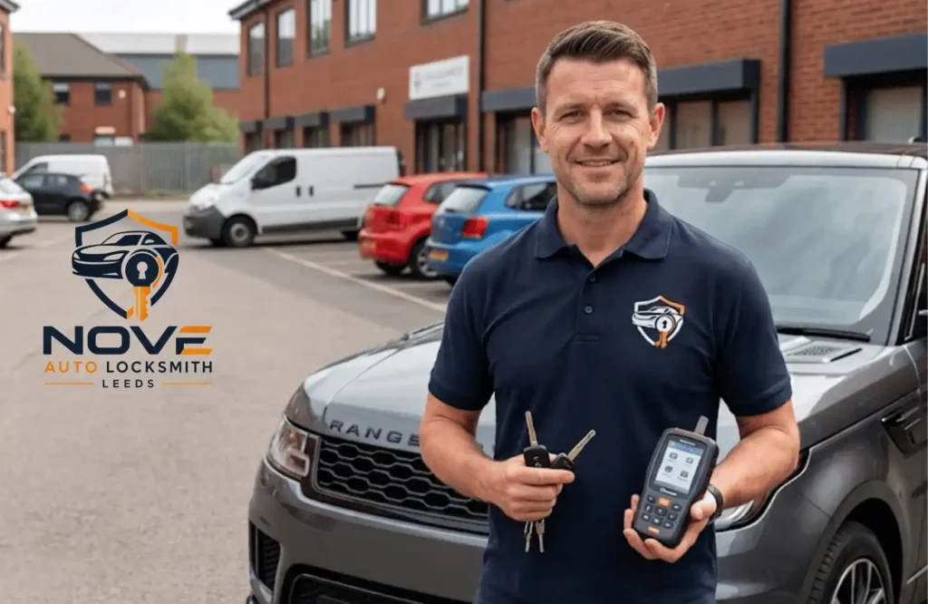 Auto Locksmith Working on a Car in Leeds uk
